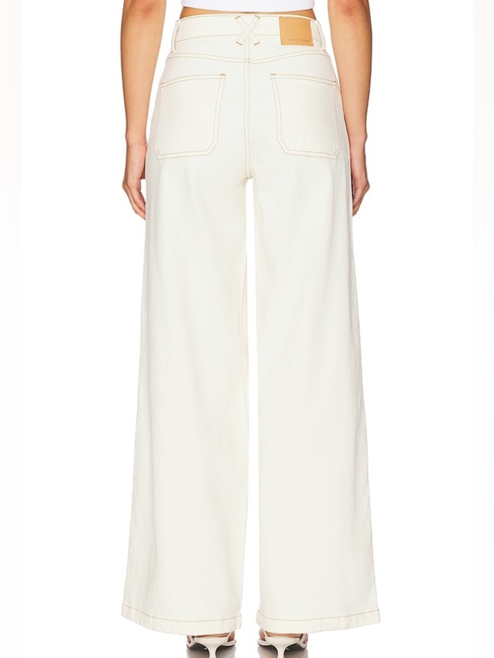 Seventy + Mochi Cream High Rise Wide Leg Jeans Contrast Stitching 28/32 - Picture 2 of 14